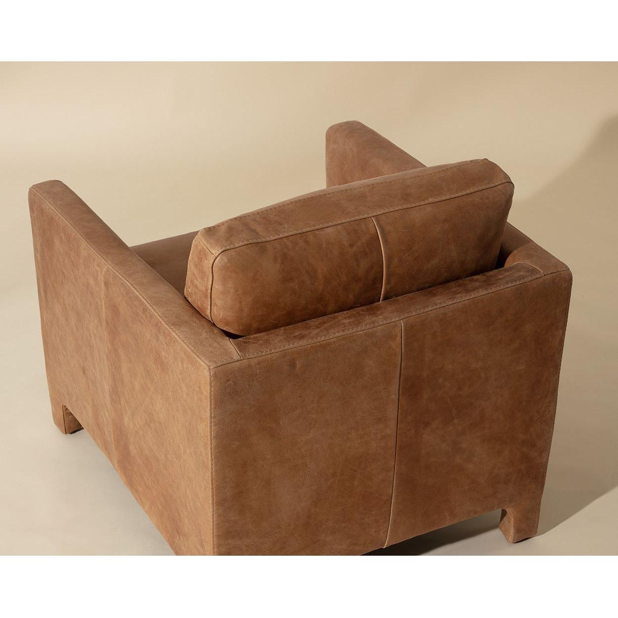 Fauteuil de salon moderne en cuir et tissu avec assise rembourrée pour le salon