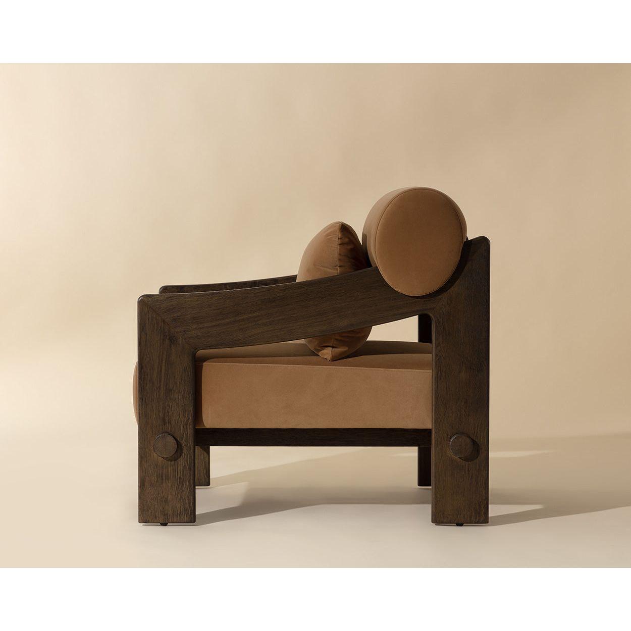 Fauteuil de salon moderne en bois et tissu avec assise rembourrée pour salon