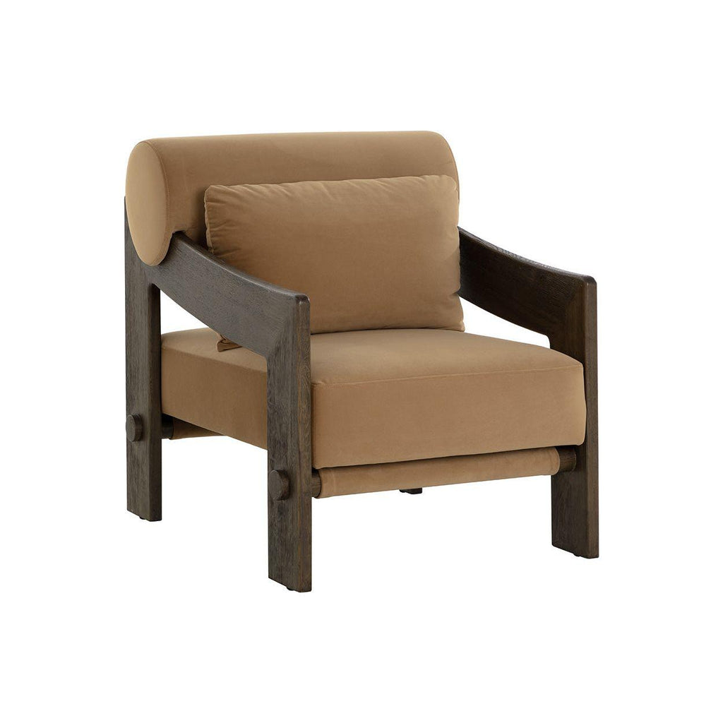 Fauteuil de salon moderne en bois et tissu avec assise rembourrée pour salon