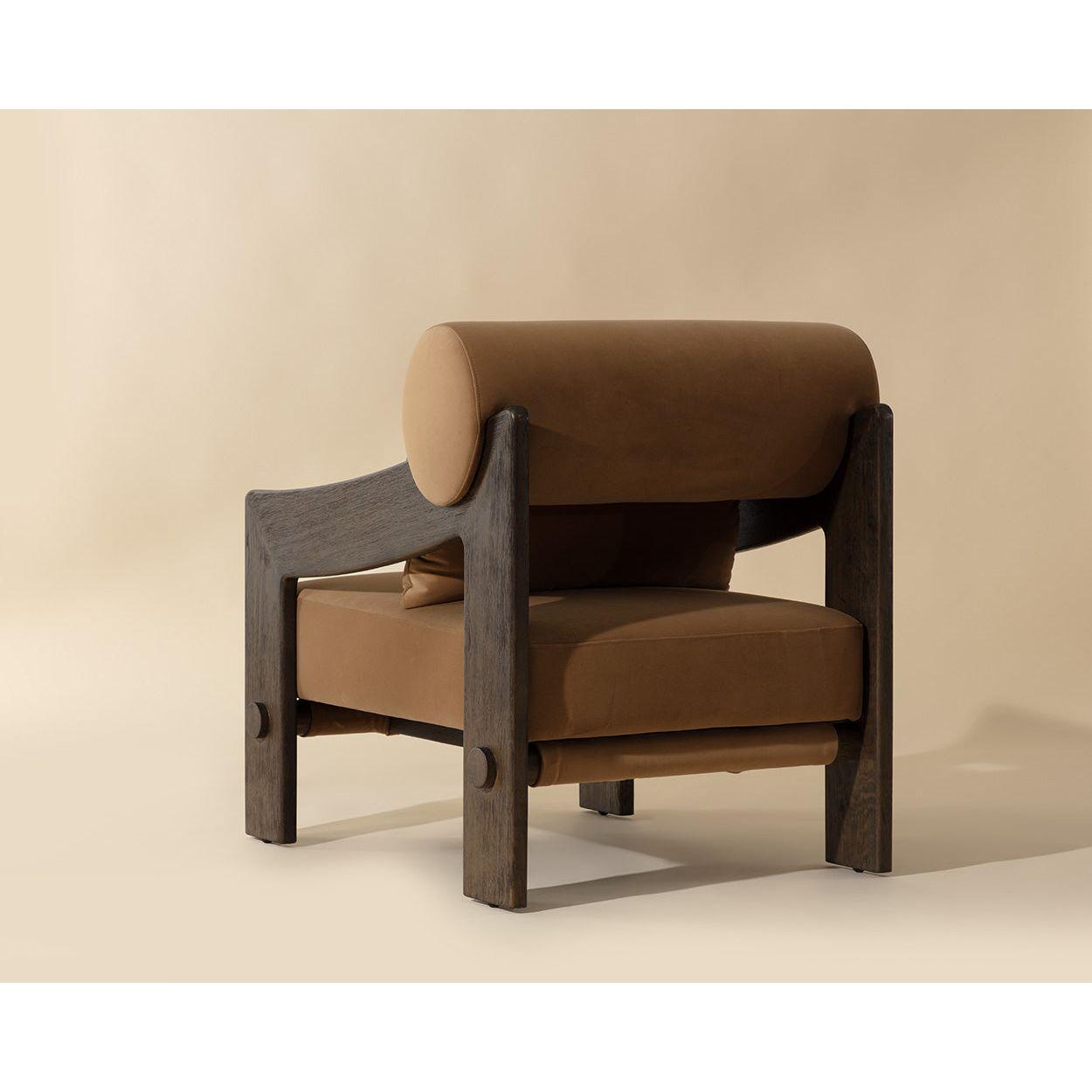 Fauteuil de salon moderne en bois et tissu avec assise rembourrée pour salon