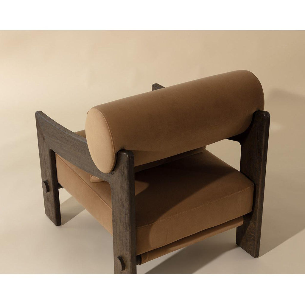 Fauteuil de salon moderne en bois et tissu avec assise rembourrée pour salon