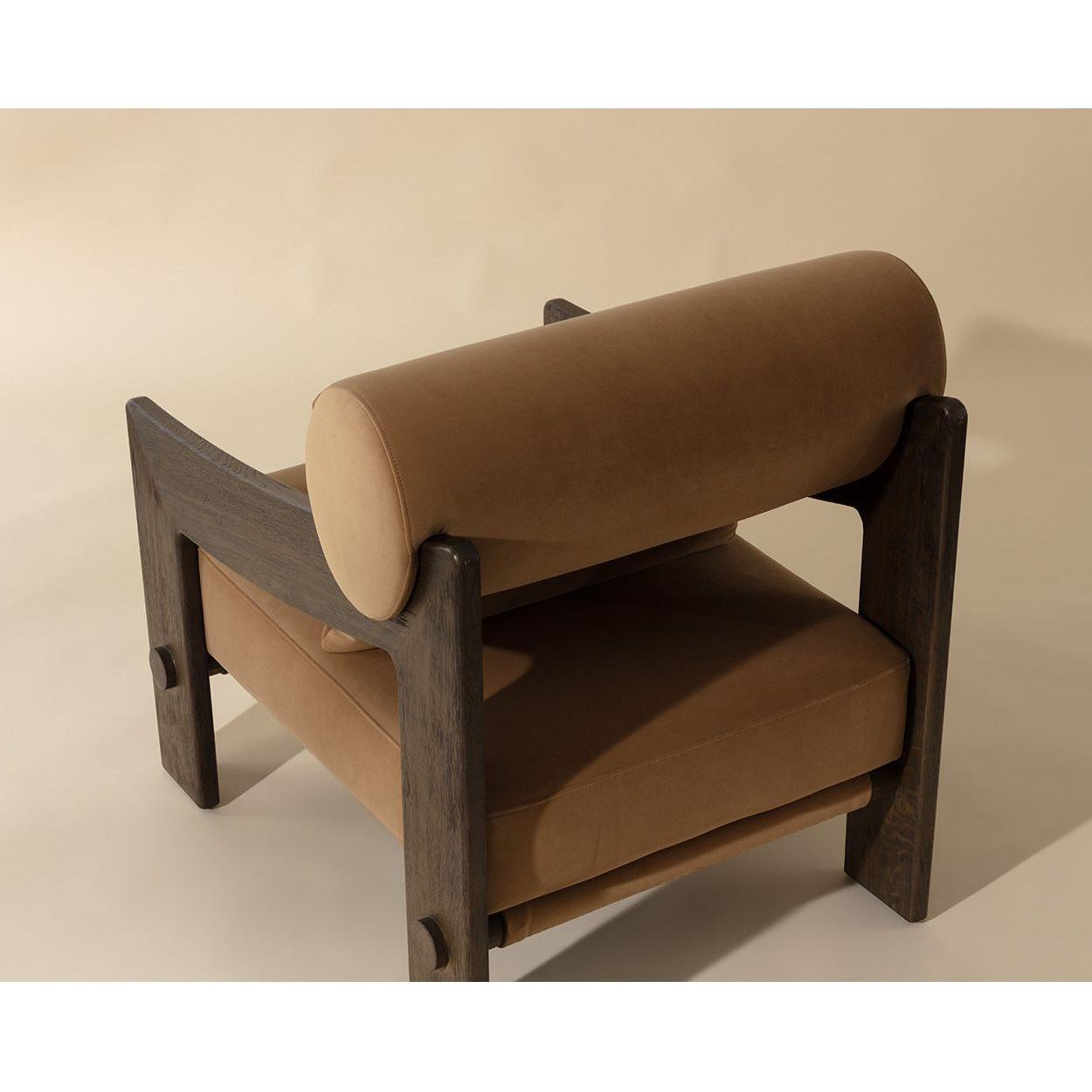 Fauteuil de salon moderne en bois et tissu avec assise rembourrée pour salon