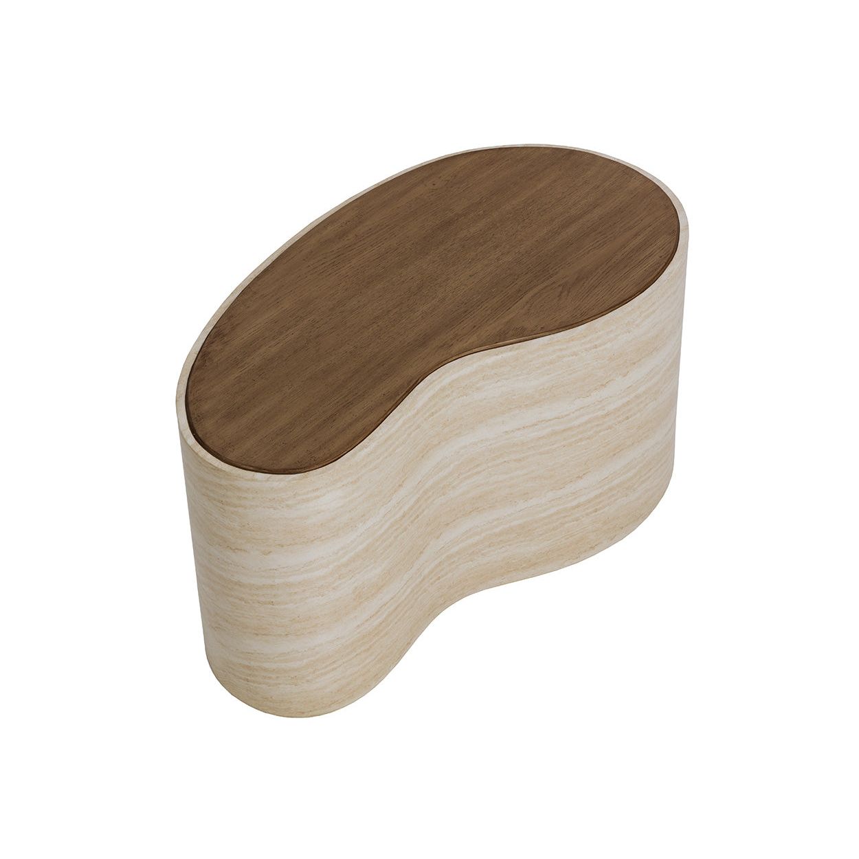 Table basse d'extérieur moderne en béton imitation pierre, de forme organique, pour terrasse et patio