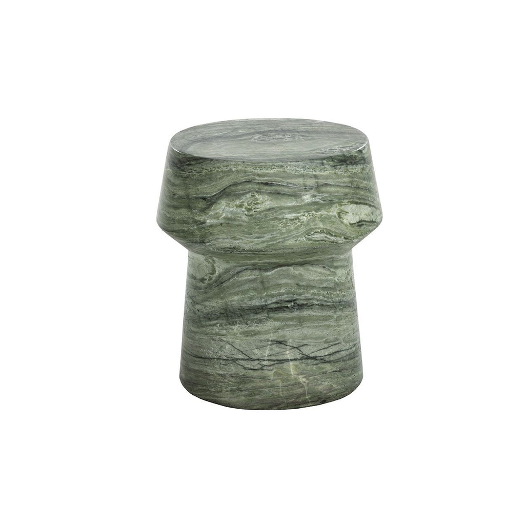Table d'appoint d'extérieur contemporaine en béton imitation marbre avec plateau rond pour patio et salon
