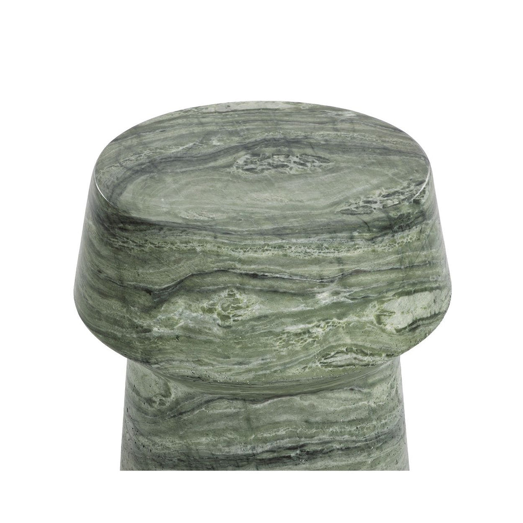 Table d'appoint d'extérieur contemporaine en béton imitation marbre avec plateau rond pour patio et salon