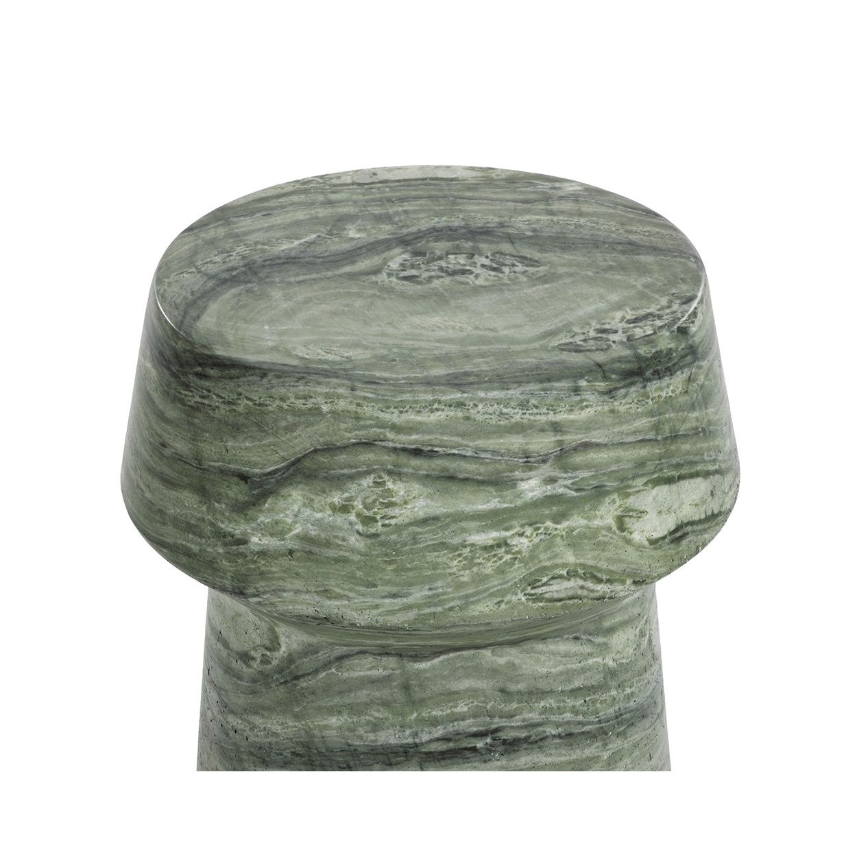 Table d'appoint d'extérieur contemporaine en béton imitation marbre avec plateau rond pour patio et salon