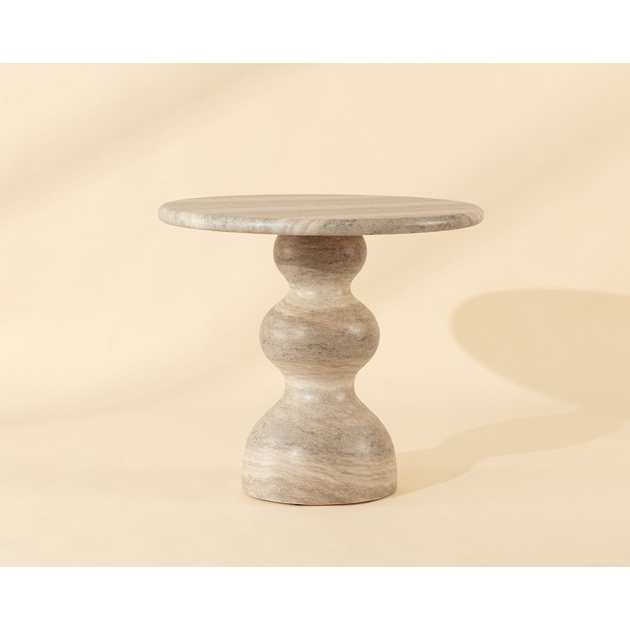 Table de bistrot ronde d'extérieur en béton imitation pierre avec plateau compact pour patio
