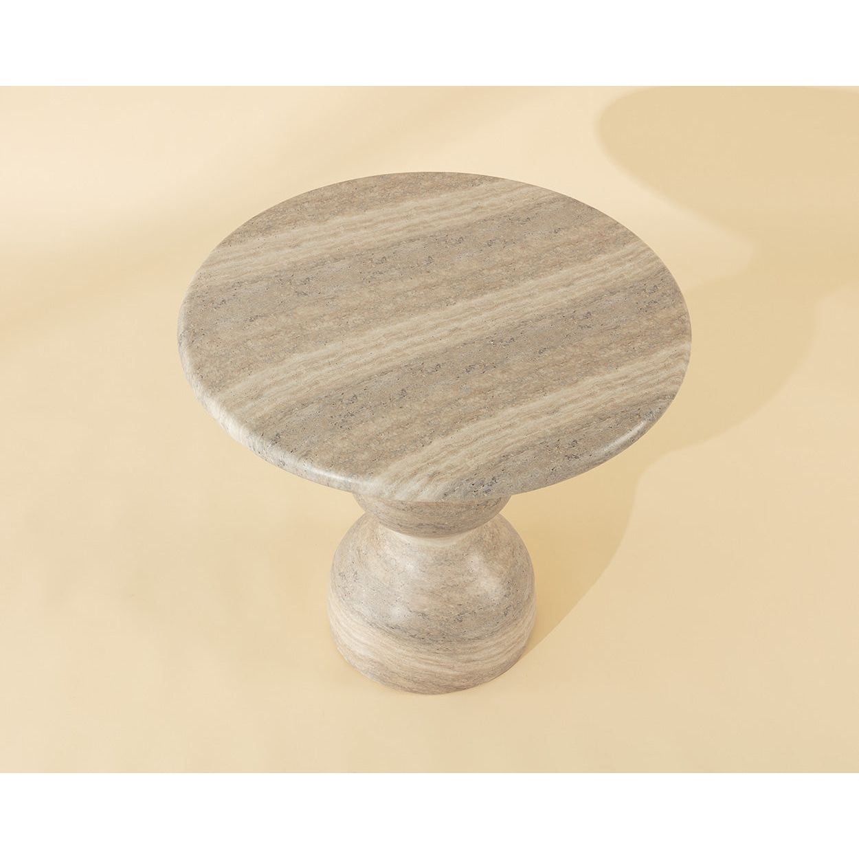 Table de bistrot ronde d'extérieur en béton imitation pierre avec plateau compact pour patio