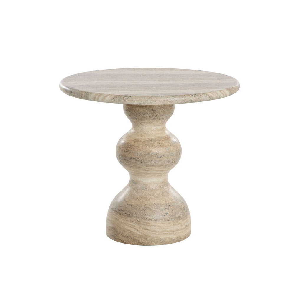 Table de bistrot ronde d'extérieur en béton imitation pierre avec plateau compact pour patio