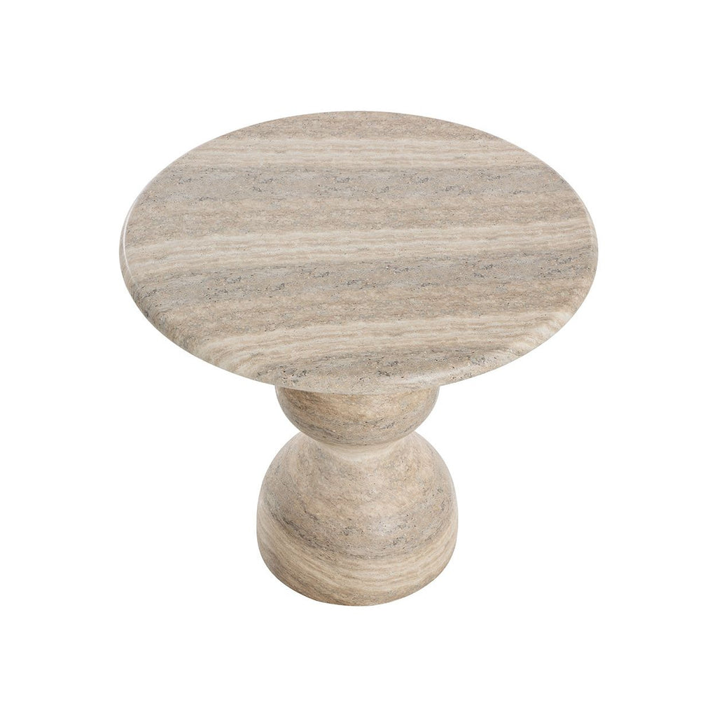 Table de bistrot ronde d'extérieur en béton imitation pierre avec plateau compact pour patio