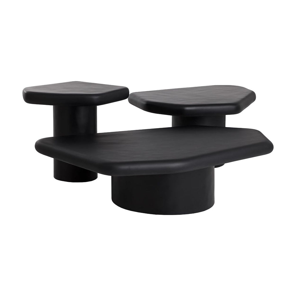 Table d'appoint d'extérieur contemporaine en béton noir de forme géométrique pour terrasse