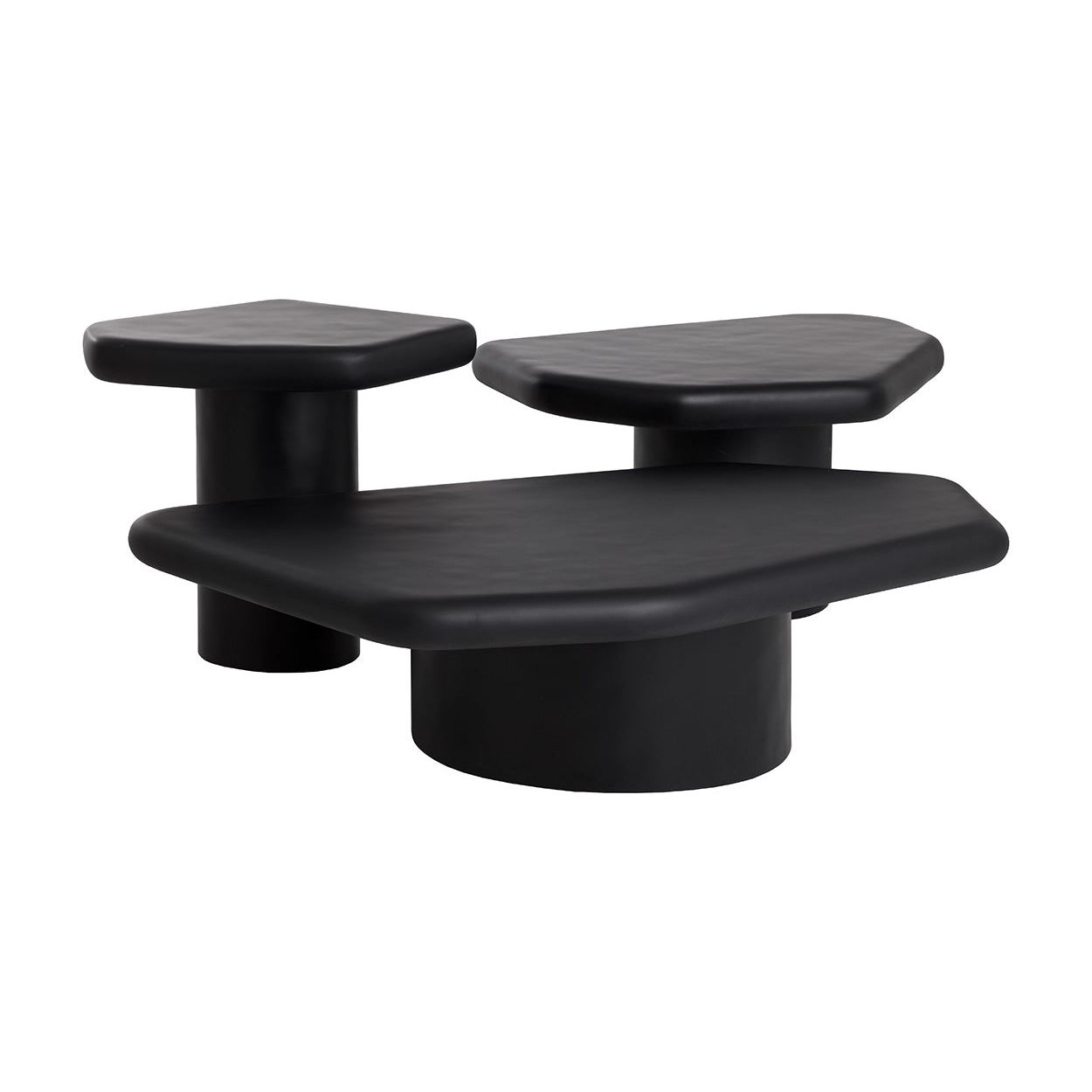 Table d'appoint d'extérieur contemporaine en béton noir de forme géométrique pour terrasse