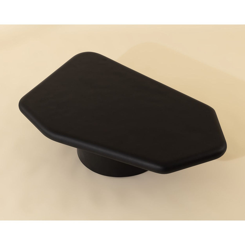 Table basse d'extérieur contemporaine en béton noir de forme géométrique pour patio