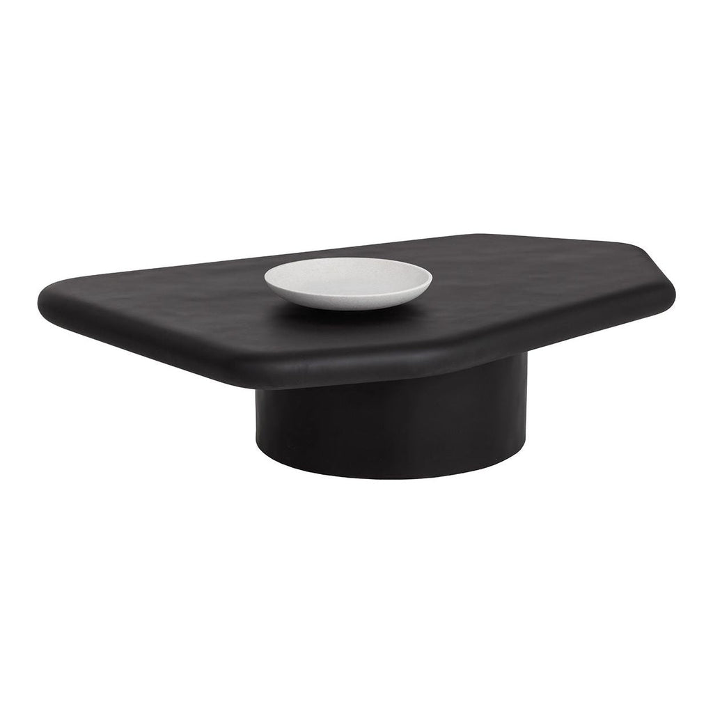 Table basse d'extérieur contemporaine en béton noir de forme géométrique pour patio