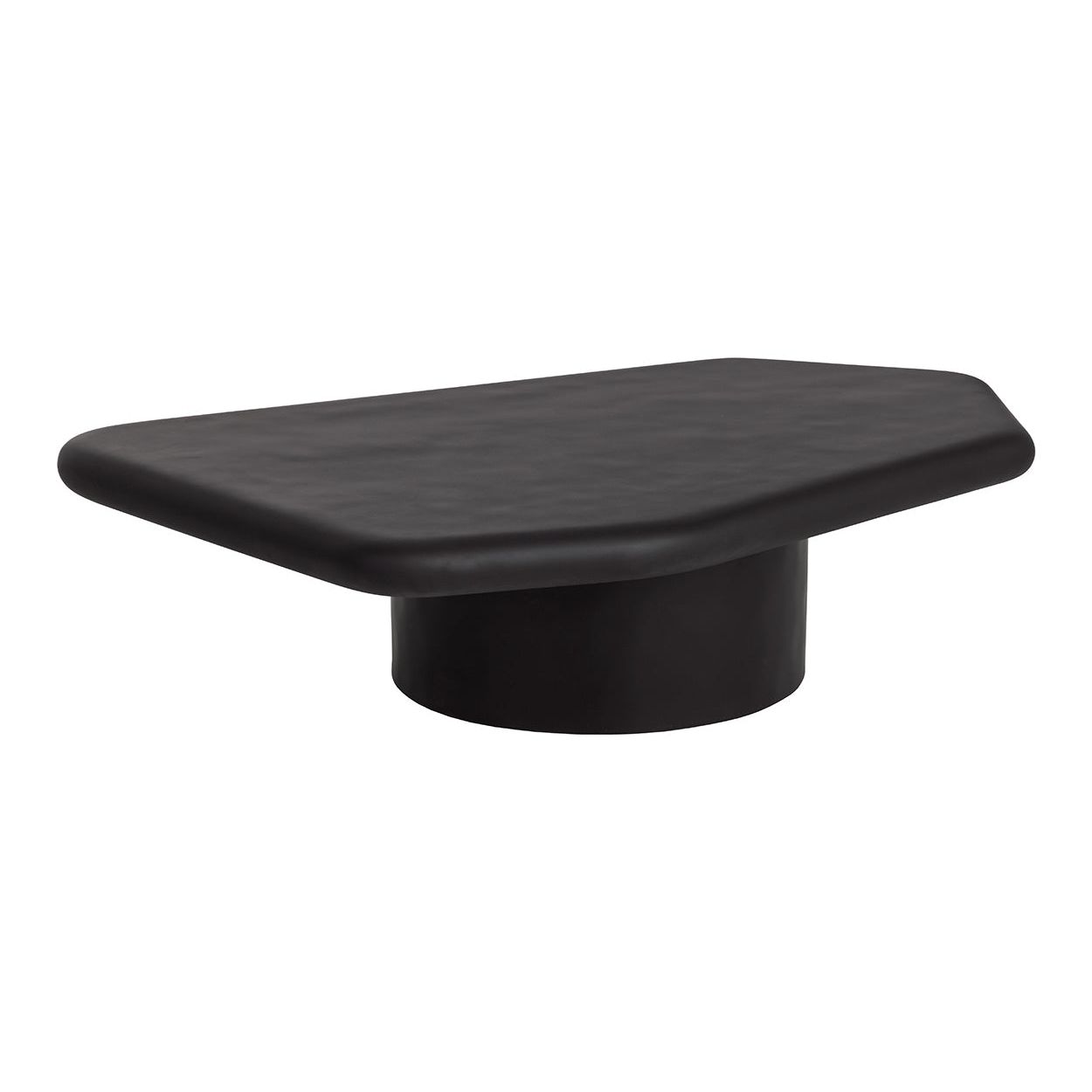 Table basse d'extérieur contemporaine en béton noir de forme géométrique pour patio