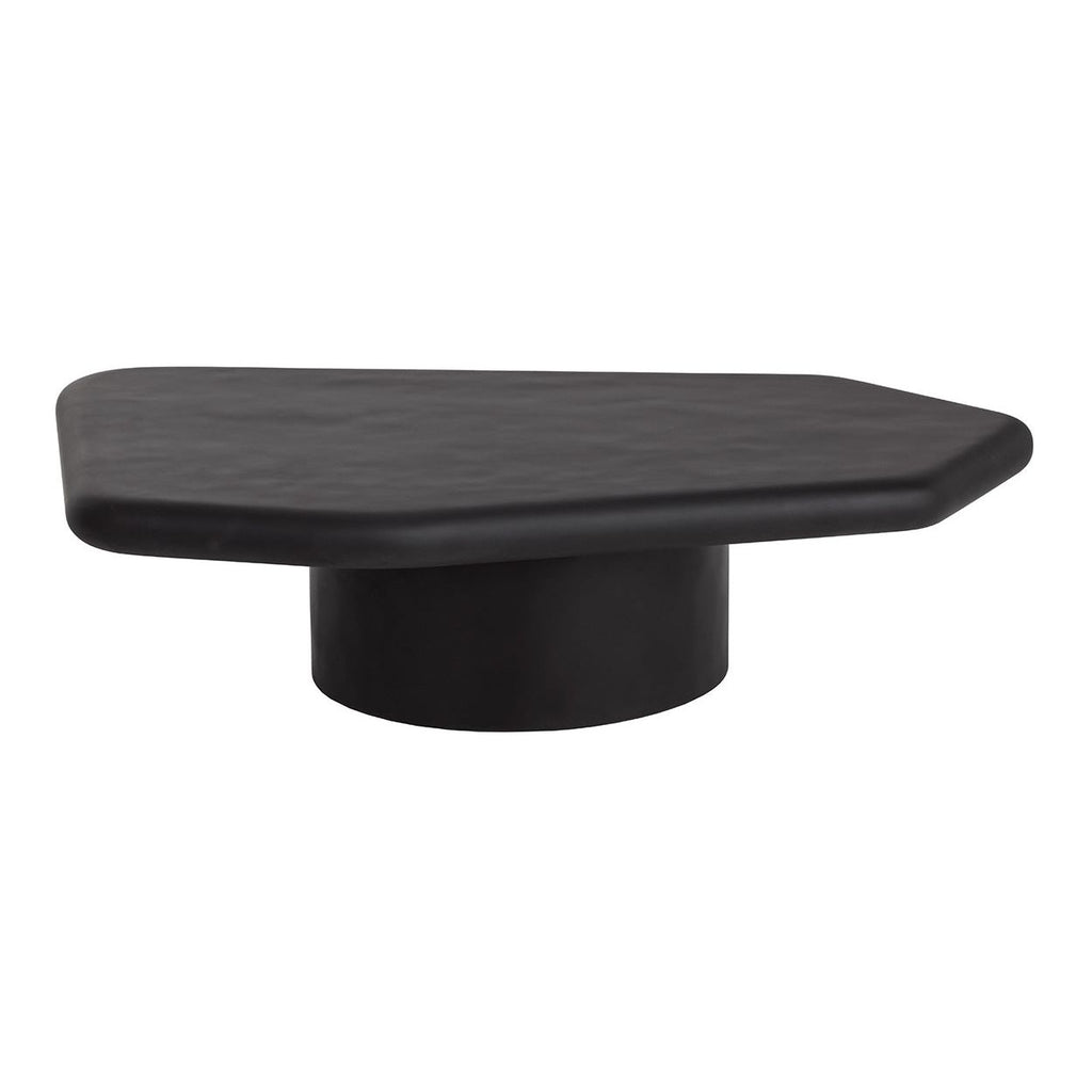 Table basse d'extérieur contemporaine en béton noir de forme géométrique pour patio