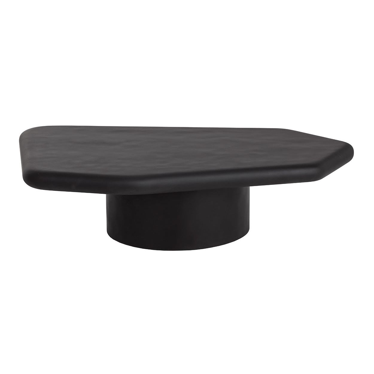 Table basse d'extérieur contemporaine en béton noir de forme géométrique pour patio