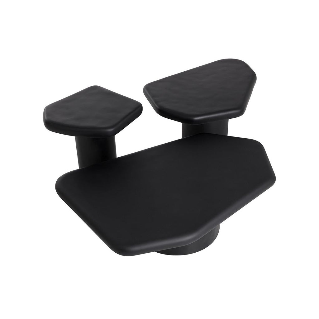 Table basse d'extérieur contemporaine en béton noir de forme géométrique pour patio