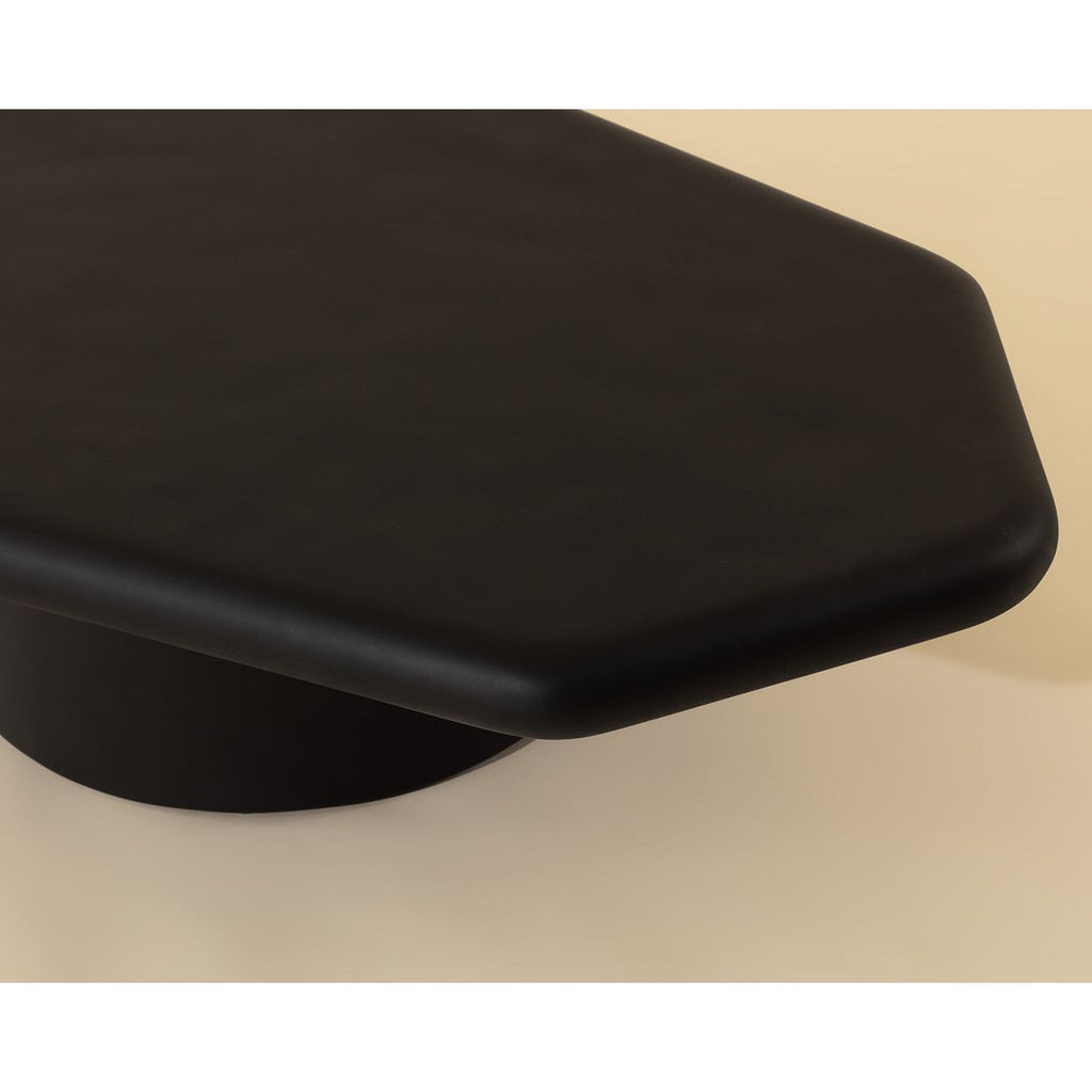 Table basse d'extérieur contemporaine en béton noir de forme géométrique pour patio