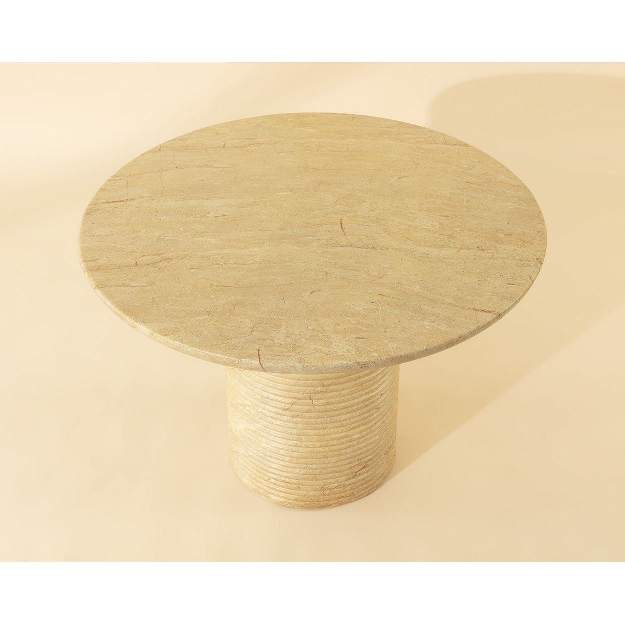 Table à manger d'extérieur contemporaine en béton imitation marbre avec plateau rond pour terrasse