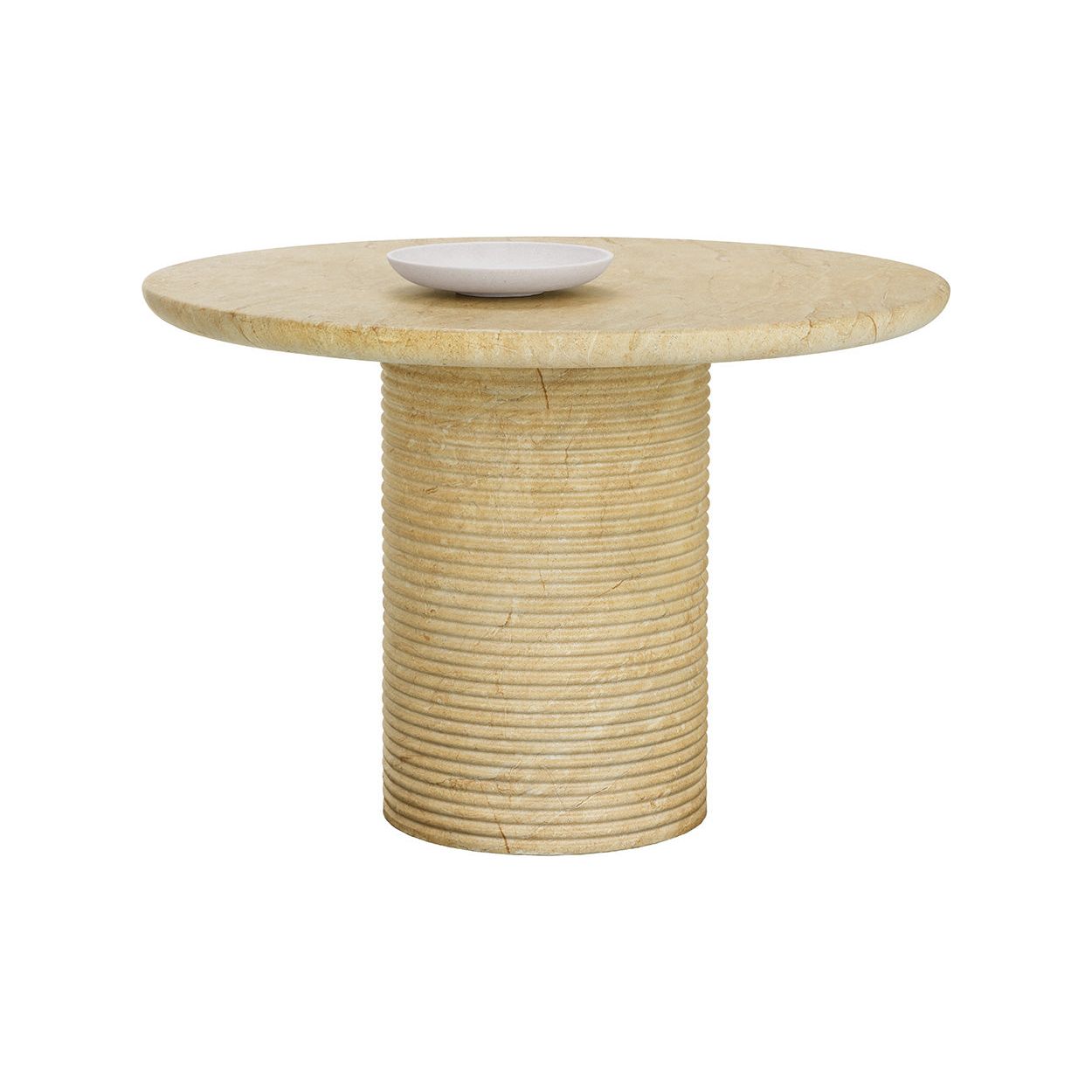 Table à manger d'extérieur contemporaine en béton imitation marbre avec plateau rond pour terrasse