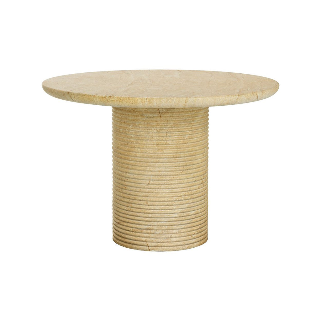 Table à manger d'extérieur contemporaine en béton imitation marbre avec plateau rond pour terrasse