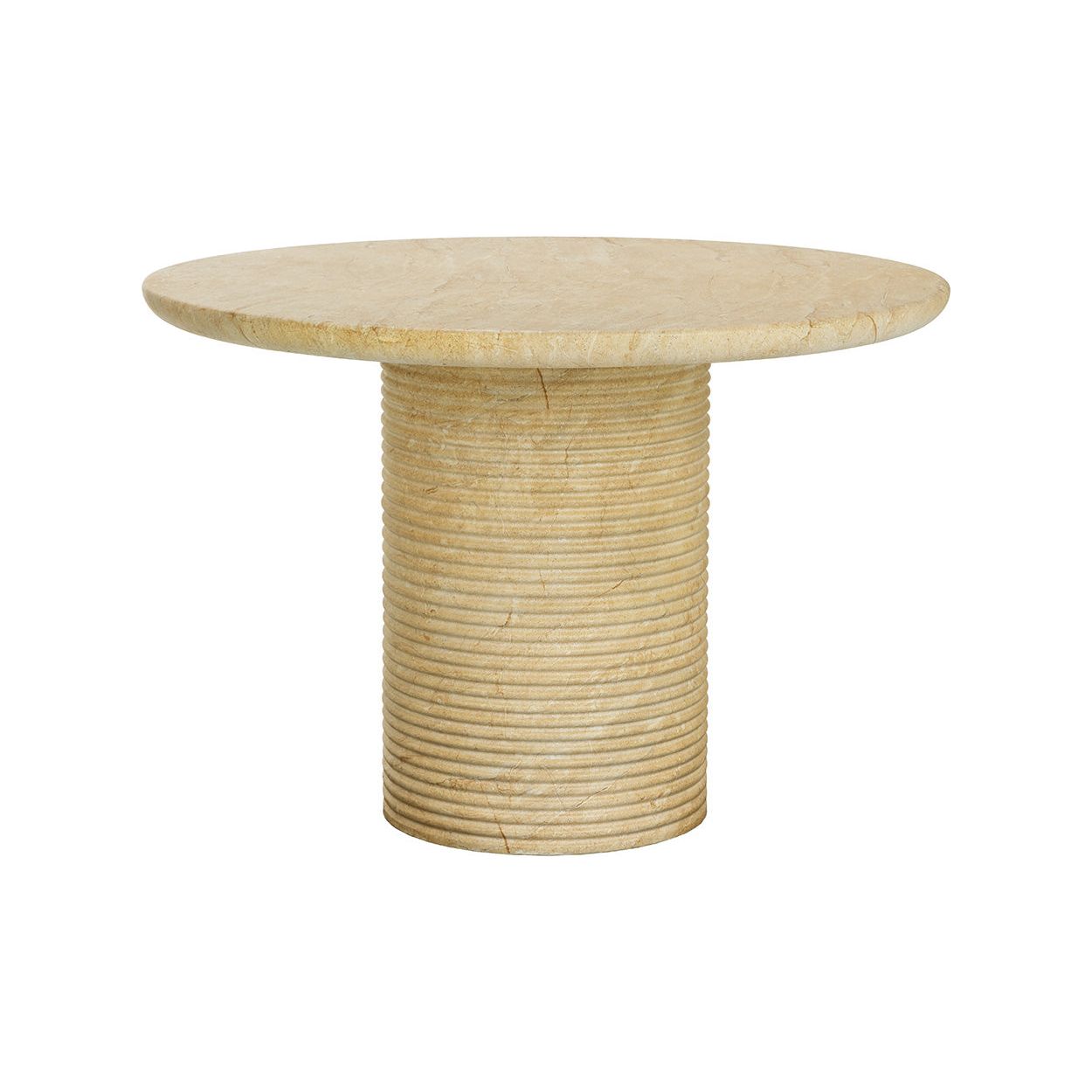 Table à manger d'extérieur contemporaine en béton imitation marbre avec plateau rond pour terrasse