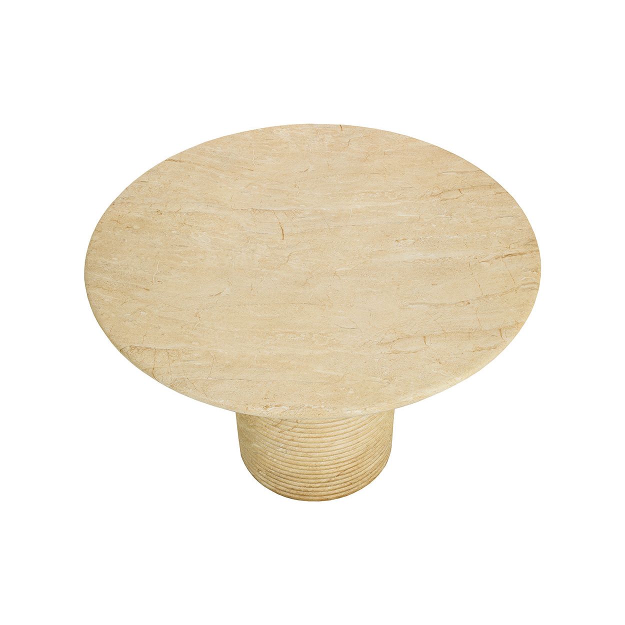 Table à manger d'extérieur contemporaine en béton imitation marbre avec plateau rond pour terrasse