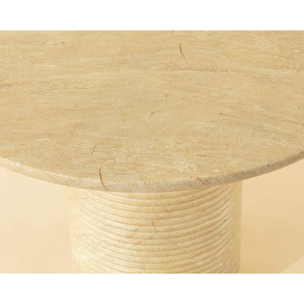 Table à manger d'extérieur contemporaine en béton imitation marbre avec plateau rond pour terrasse