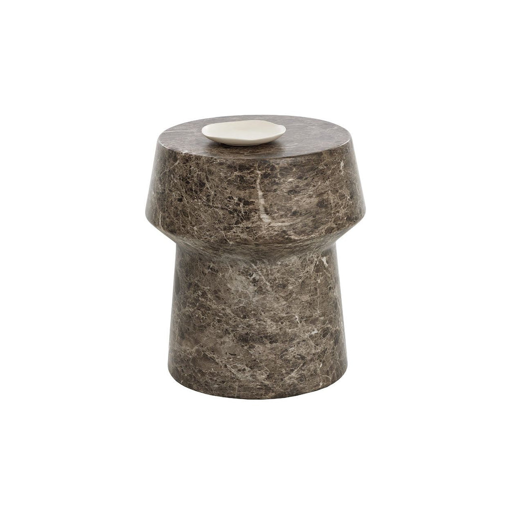 Table d'appoint d'extérieur contemporaine en béton imitation marbre avec plateau rond pour patio et salon