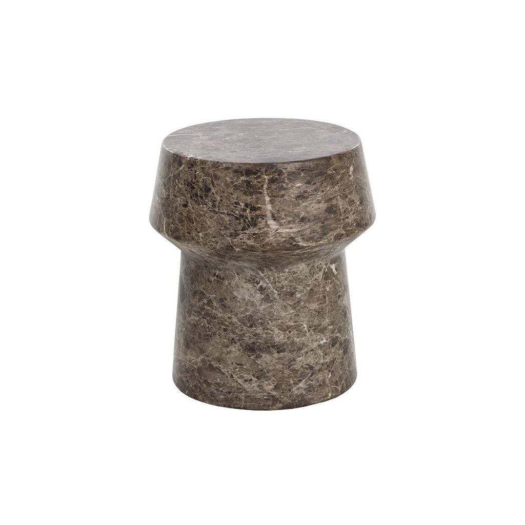 Table d'appoint d'extérieur contemporaine en béton imitation marbre avec plateau rond pour patio et salon