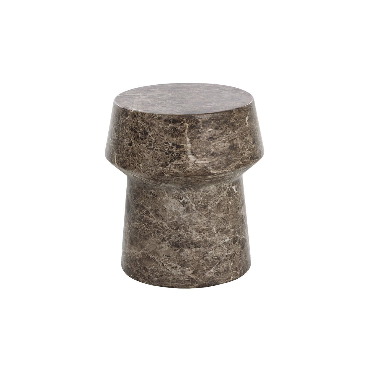 Table d'appoint d'extérieur contemporaine en béton imitation marbre avec plateau rond pour patio et salon