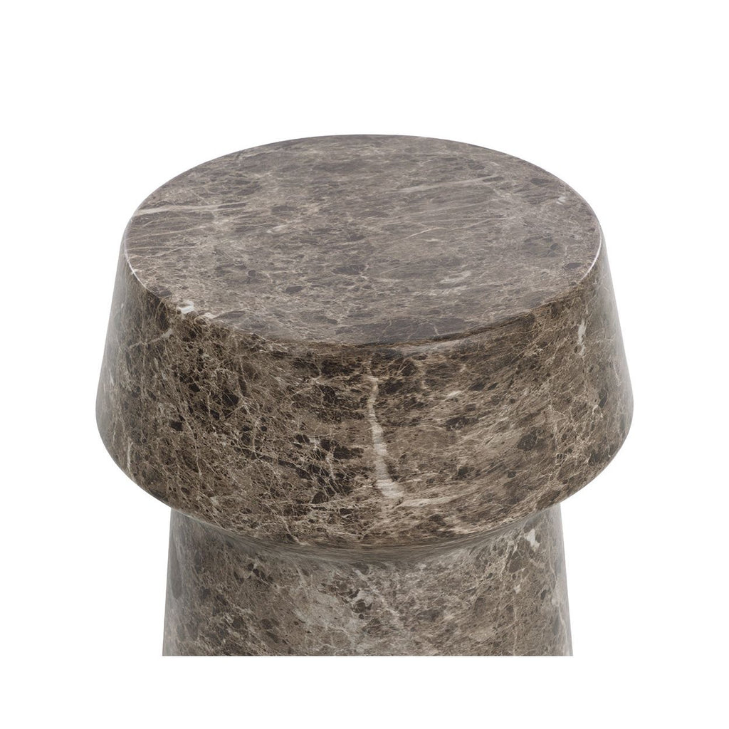 Table d'appoint d'extérieur contemporaine en béton imitation marbre avec plateau rond pour patio et salon