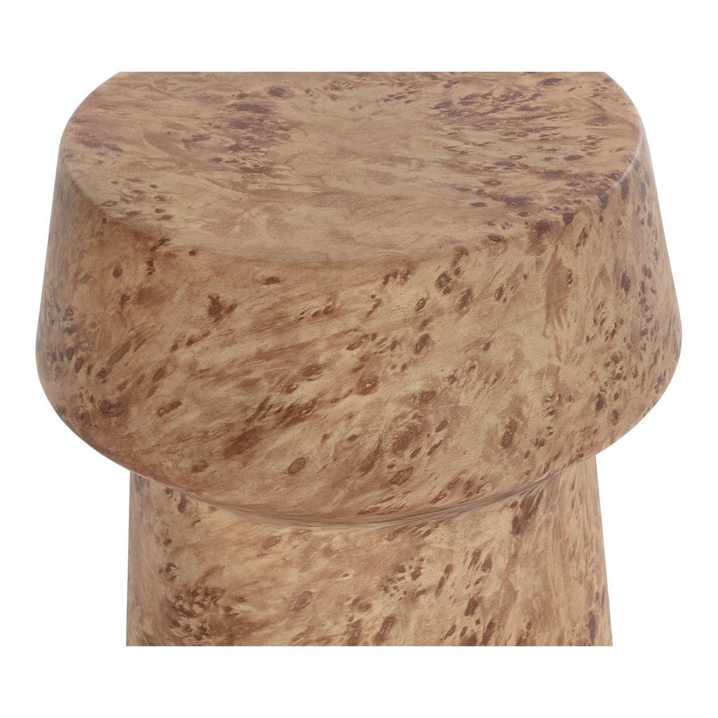 Table d'appoint d'extérieur contemporaine en béton imitation marbre avec plateau rond pour patio et salon