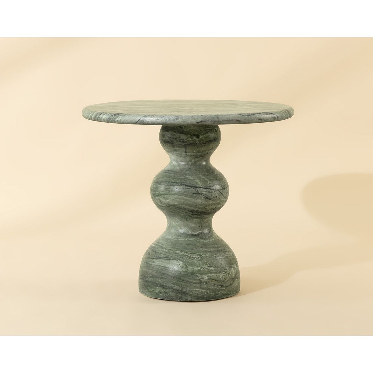 Table de bistrot ronde d'extérieur en béton imitation pierre avec plateau compact pour patio