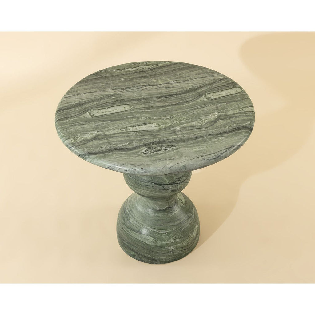Table de bistrot ronde d'extérieur en béton imitation pierre avec plateau compact pour patio