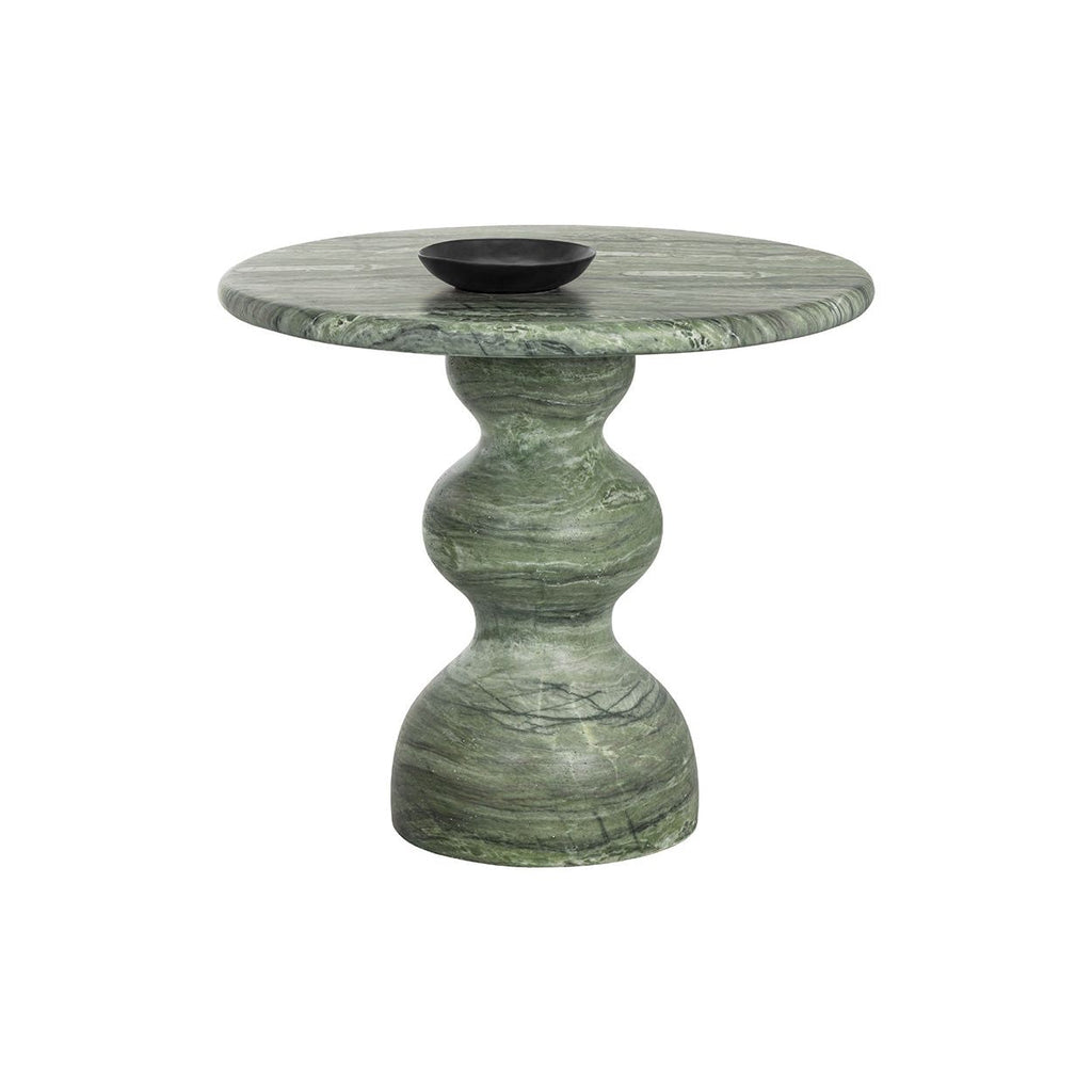 Table de bistrot ronde d'extérieur en béton imitation pierre avec plateau compact pour patio