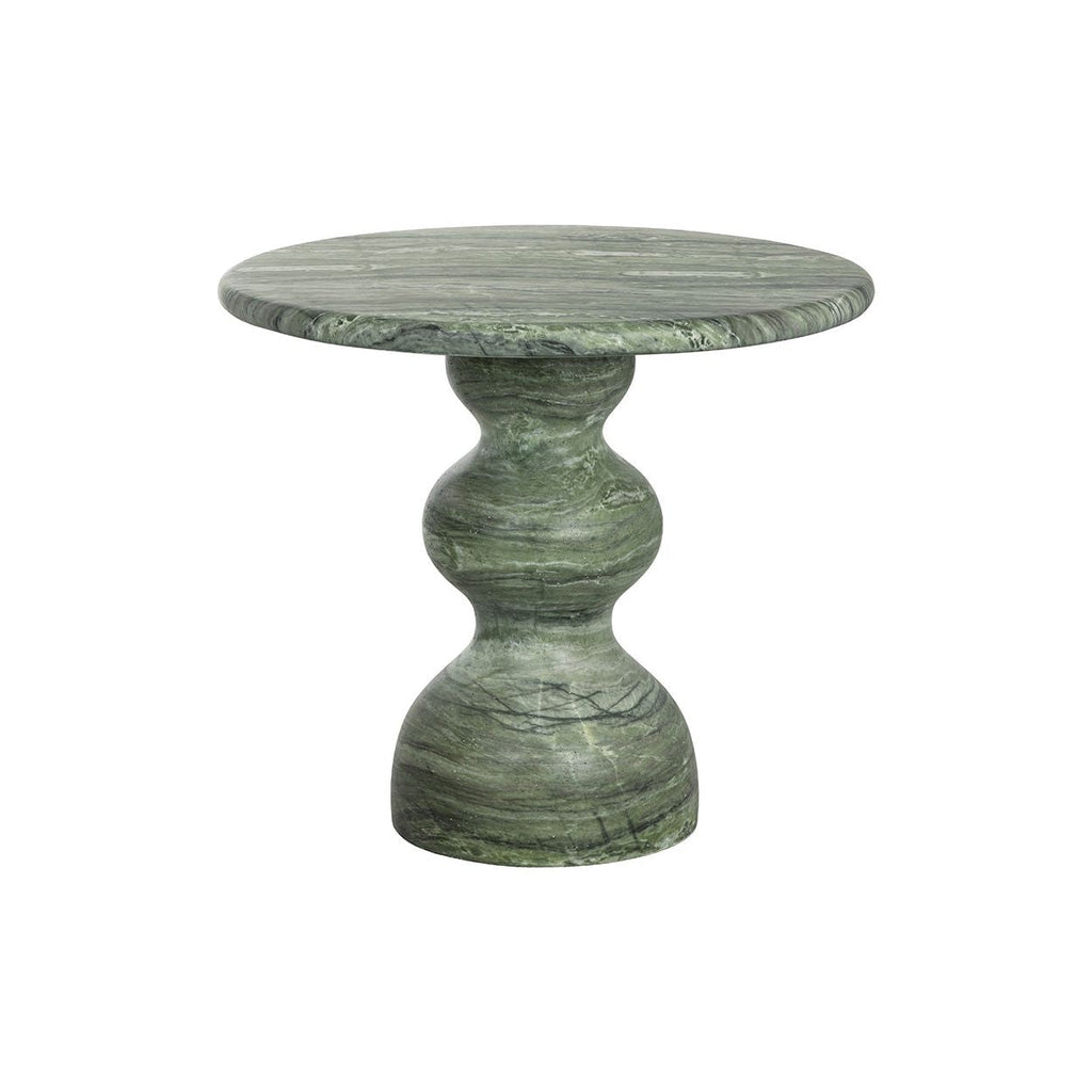 Table de bistrot ronde d'extérieur en béton imitation pierre avec plateau compact pour patio