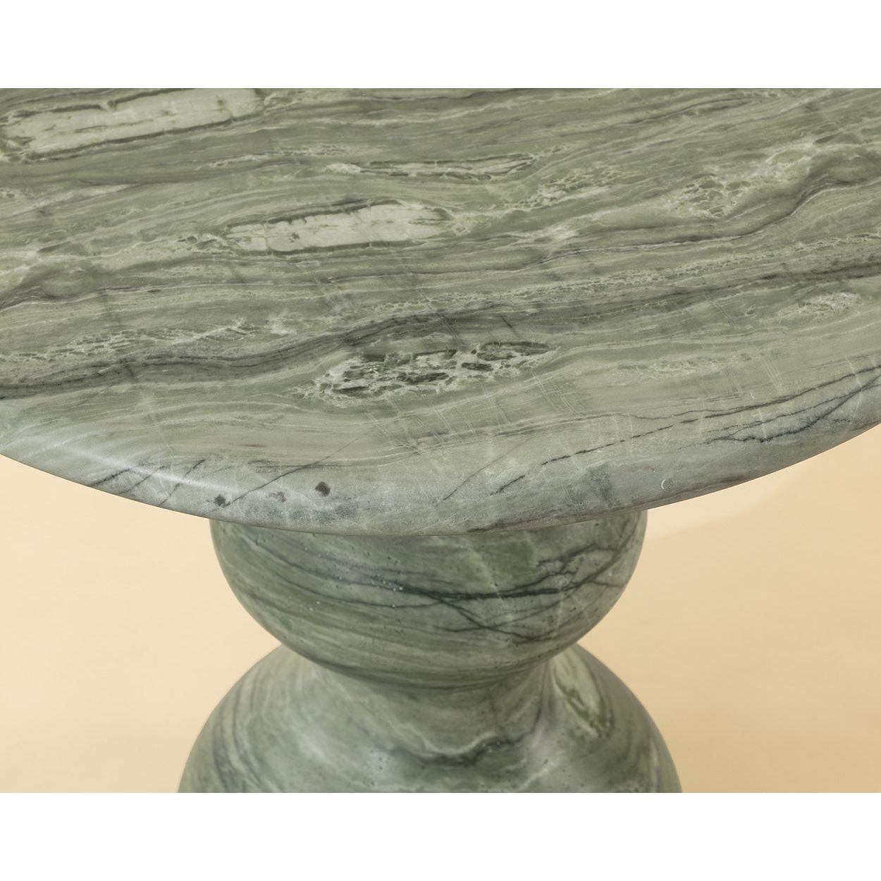 Table de bistrot ronde d'extérieur en béton imitation pierre avec plateau compact pour patio