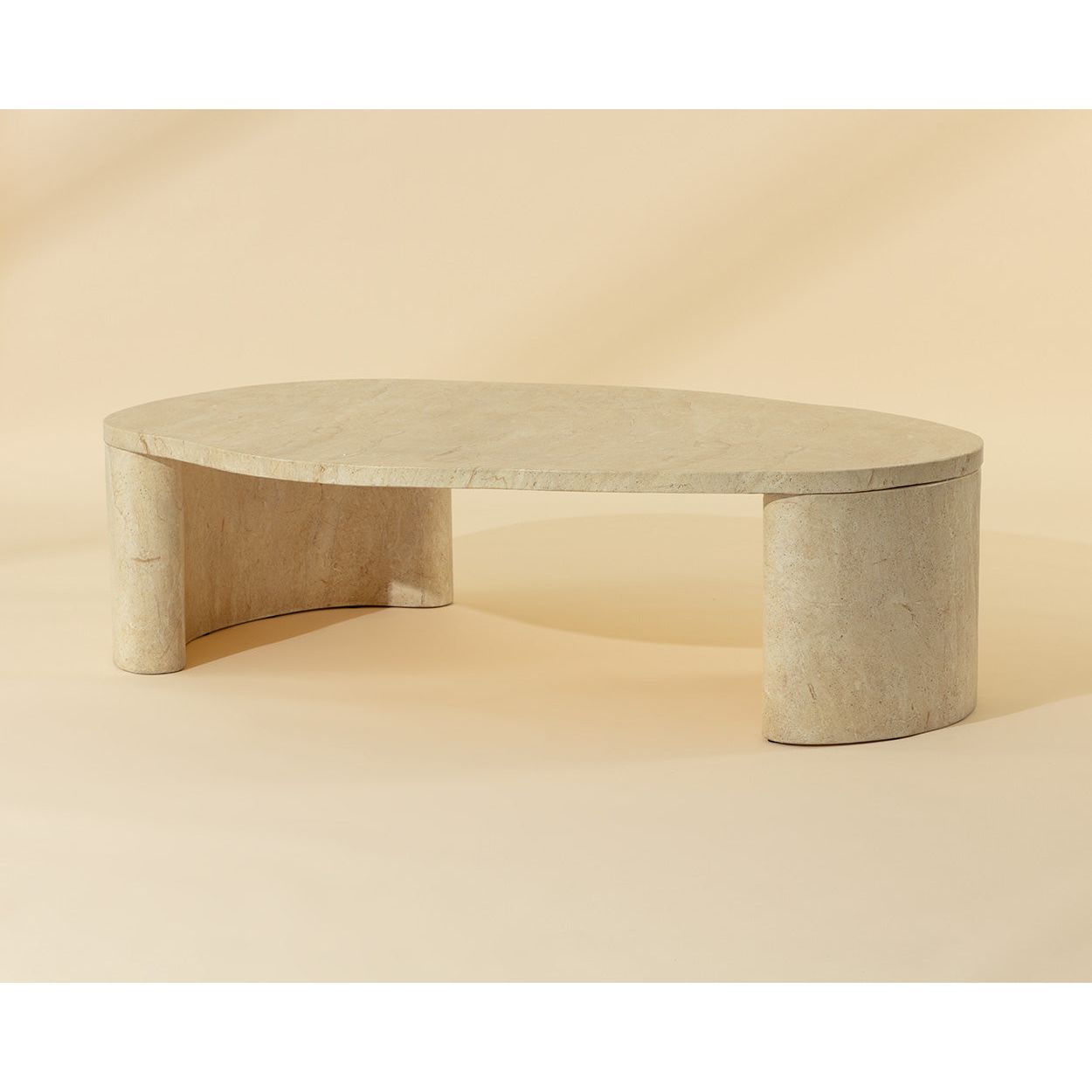 Table basse d'extérieur ovale en béton effet travertin contemporaine pour terrasse