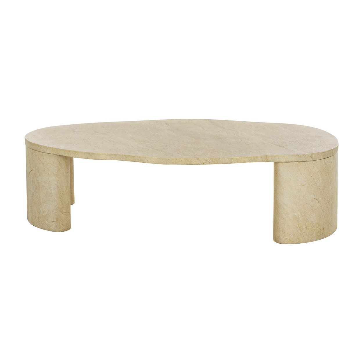 Table basse d'extérieur ovale en béton effet travertin contemporaine pour terrasse