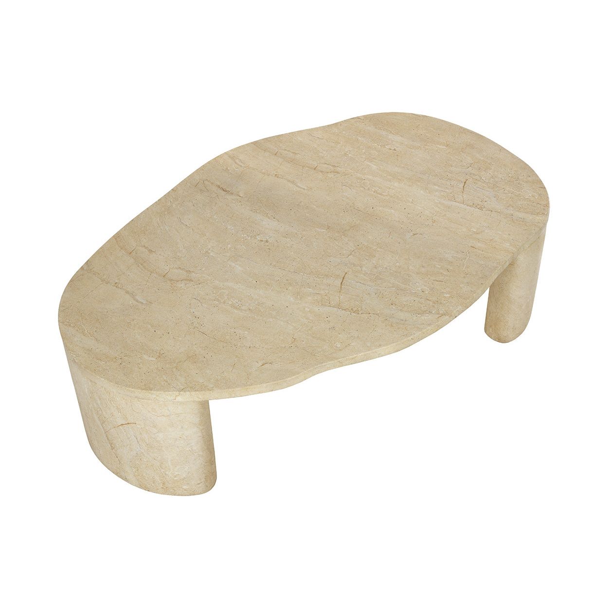 Table basse d'extérieur ovale en béton effet travertin contemporaine pour terrasse