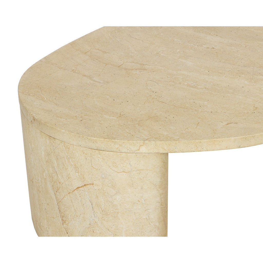 Table basse d'extérieur ovale en béton effet travertin contemporaine pour terrasse