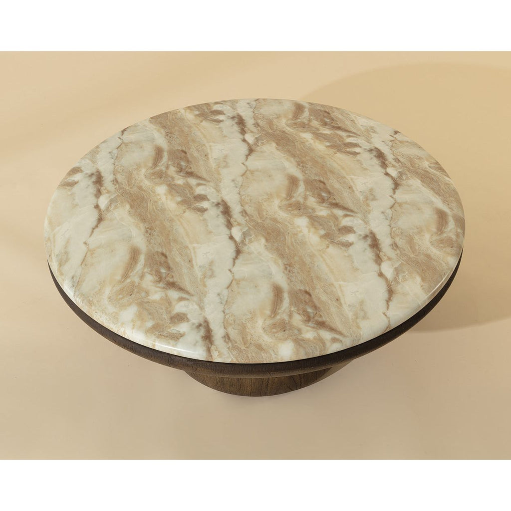 Table basse d'extérieur moderne en béton et verre avec plateau rond pour patio et jardin