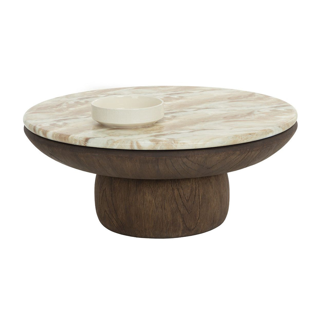 Table basse d'extérieur moderne en béton et verre avec plateau rond pour patio et jardin