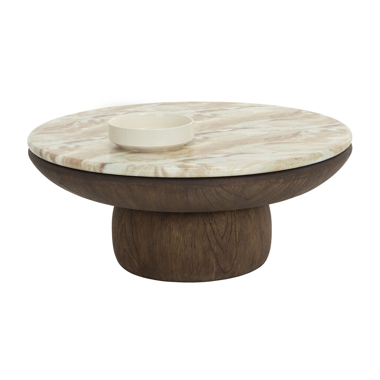 Table basse d'extérieur moderne en béton et verre avec plateau rond pour patio et jardin