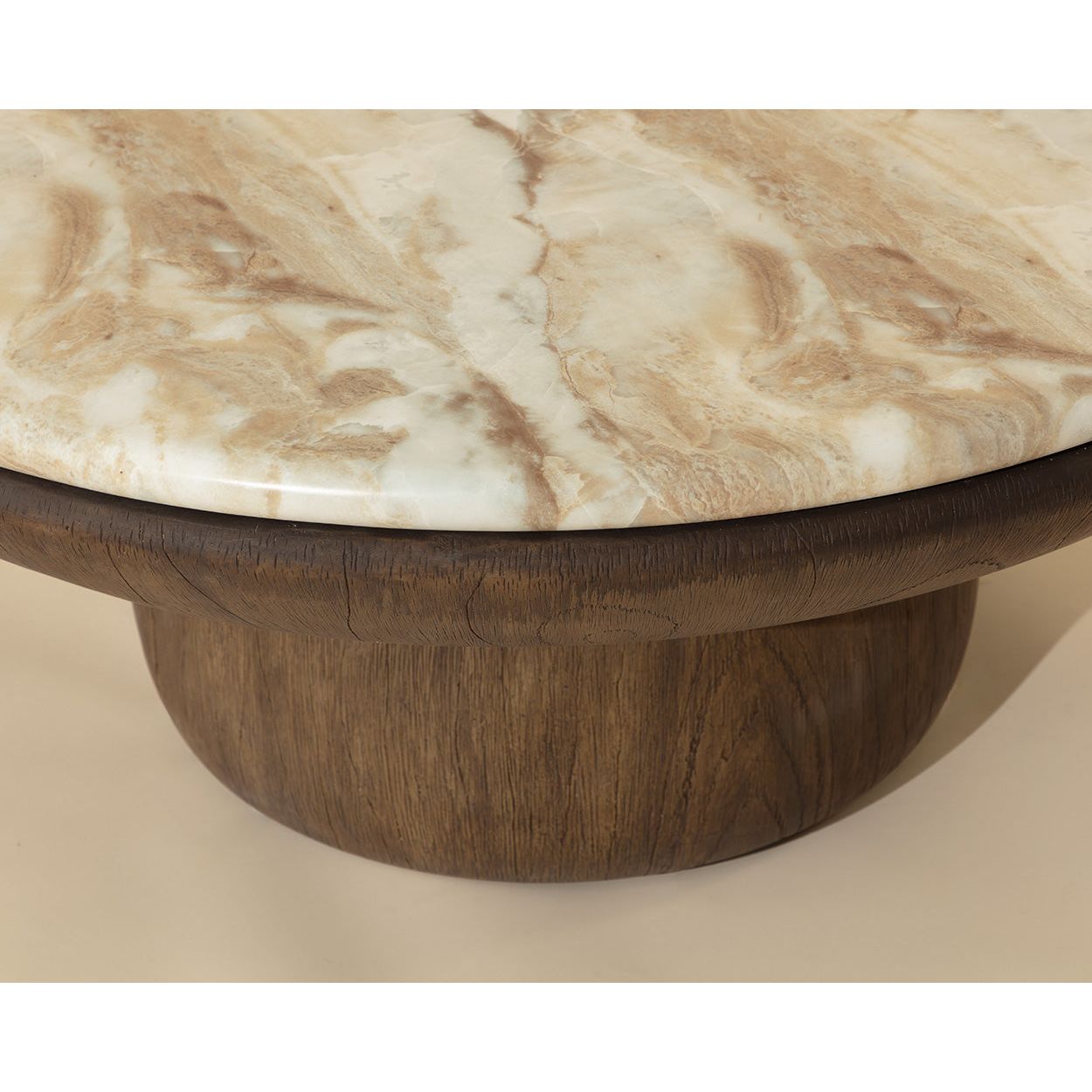 Table basse d'extérieur moderne en béton et verre avec plateau rond pour patio et jardin