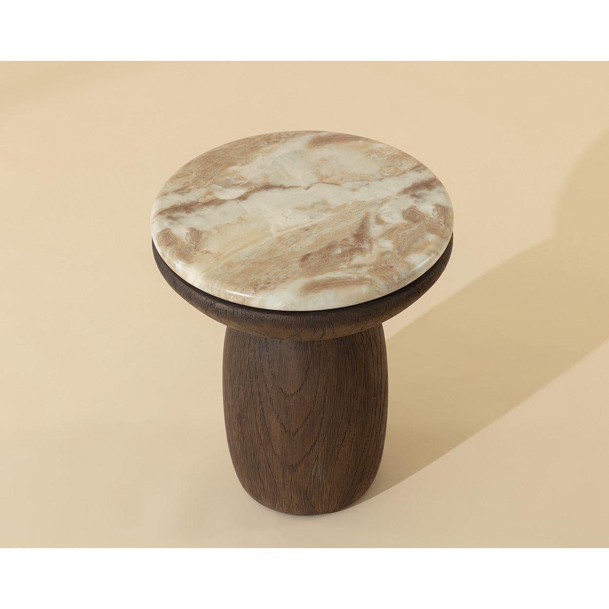 Table d'appoint d'extérieur moderne en béton et verre avec plateau rond pour patio et jardin