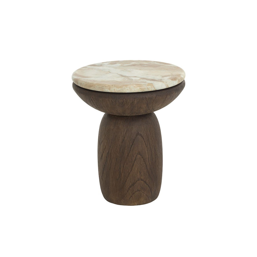 Table d'appoint d'extérieur moderne en béton et verre avec plateau rond pour patio et jardin