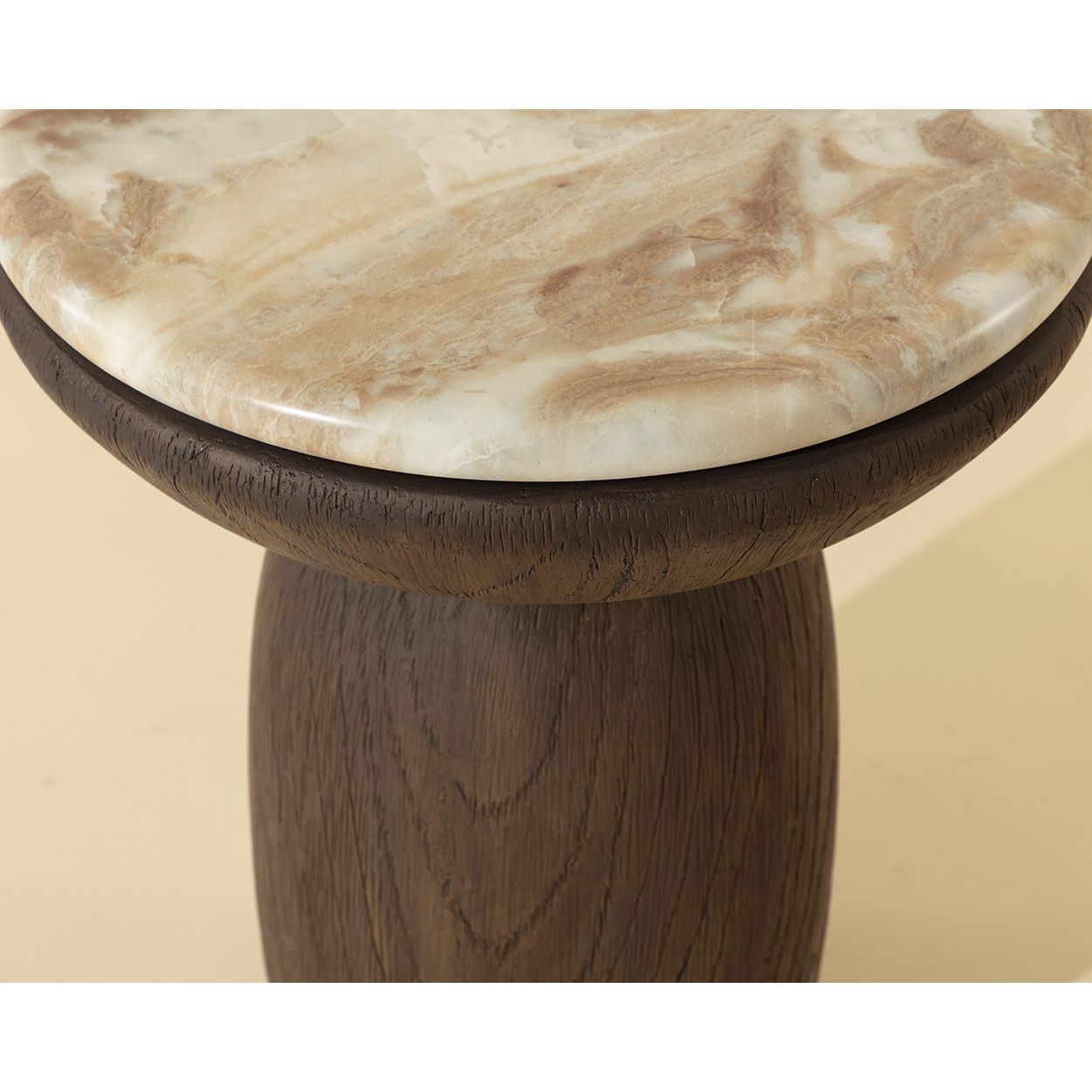 Table d'appoint d'extérieur moderne en béton et verre avec plateau rond pour patio et jardin